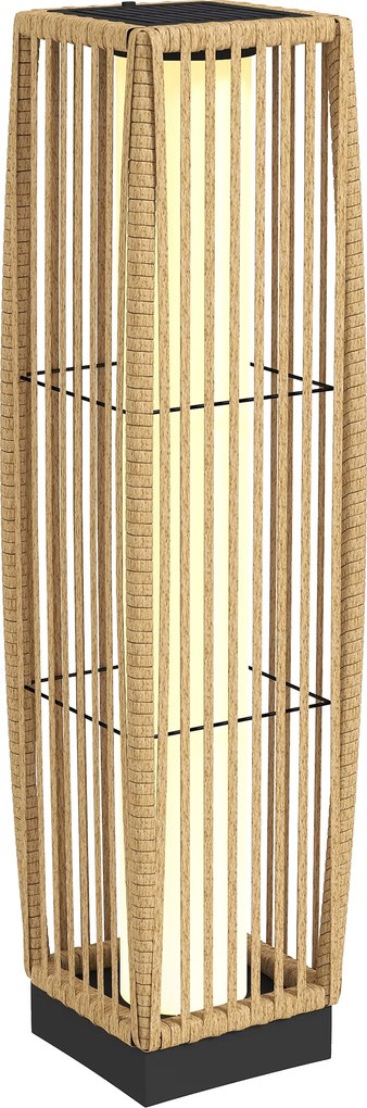 Outsunny Solarna Stojąca Lampa Rattanowa z Czujnikiem Zmierzchu Automatyczna LED Styl Boho IP44 | Aosom PL