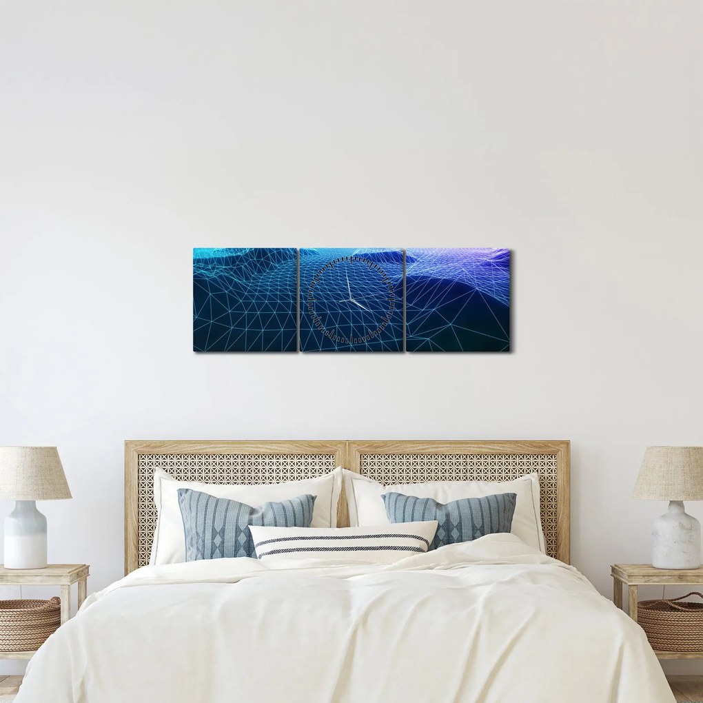 Obraz - Góry w modelu komputerowym (z zegarem) (90x30 cm)
