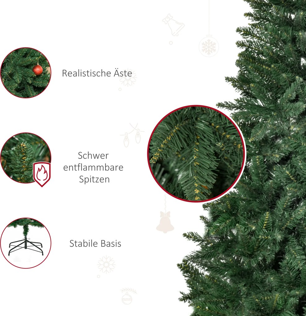 HOMCOM Sztuczna Choinka 180 cm sosnowa z 724 gałęziami i metalowym stojakiem do wnętrz | Aosom PL