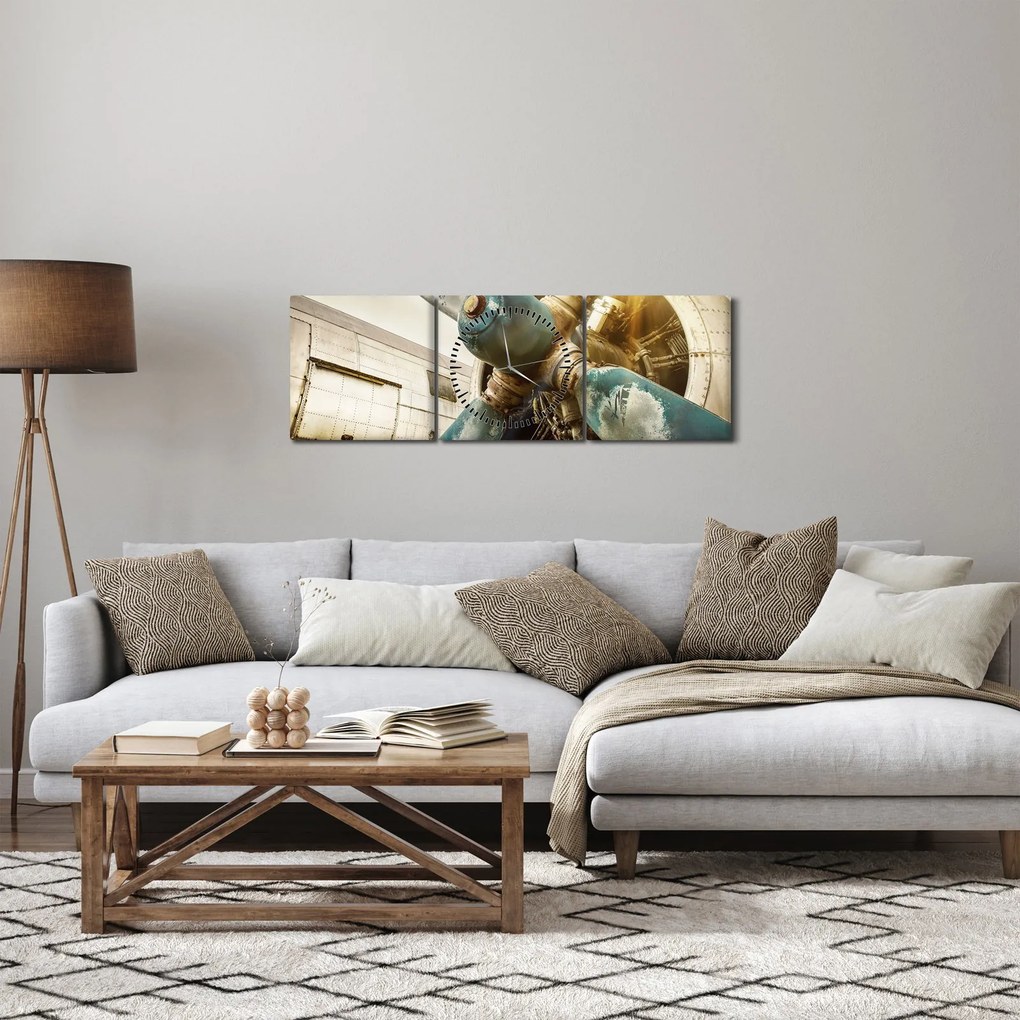 Obraz - Śmigło starego samolotu (z zegarem) (90x30 cm)