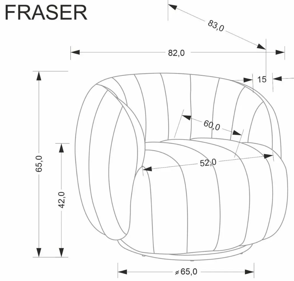 Fotel do salonu FRASER kremowy obracany HALMAR