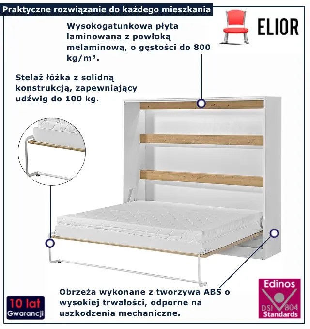 Tapczan rozkładany poziomy dąb + czarny uchwyt 160x200 S0-N70
