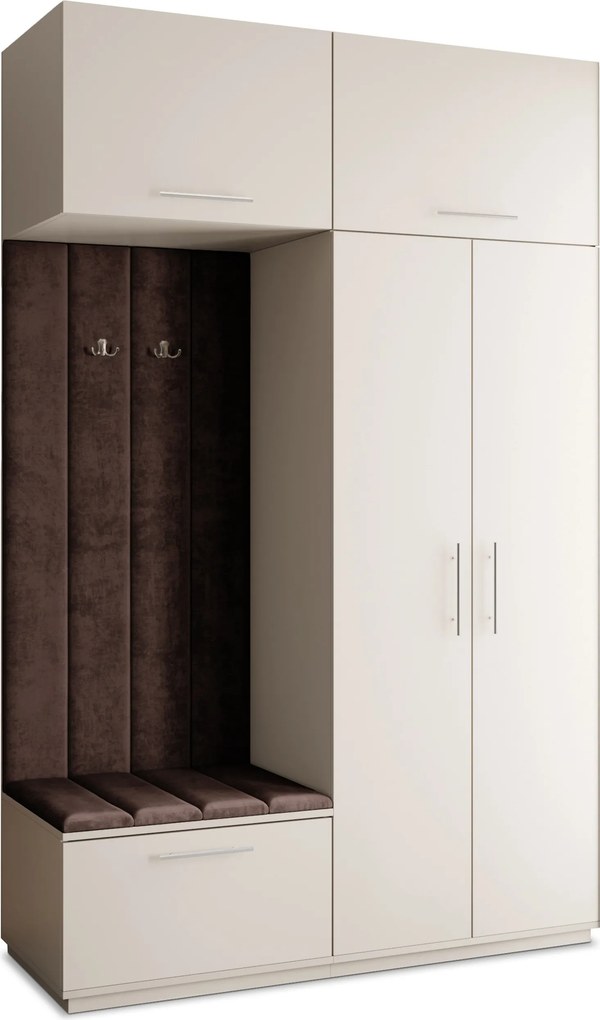 Masseno Garderoba REMA 150/240/60 cm Nowoczesna Szafa do Przedpokoju Kaszmir, MONOLITH 29 (Brązowy)