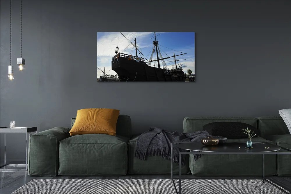 Duży obraz na płótnie Sylwetka Statku pod Niebem