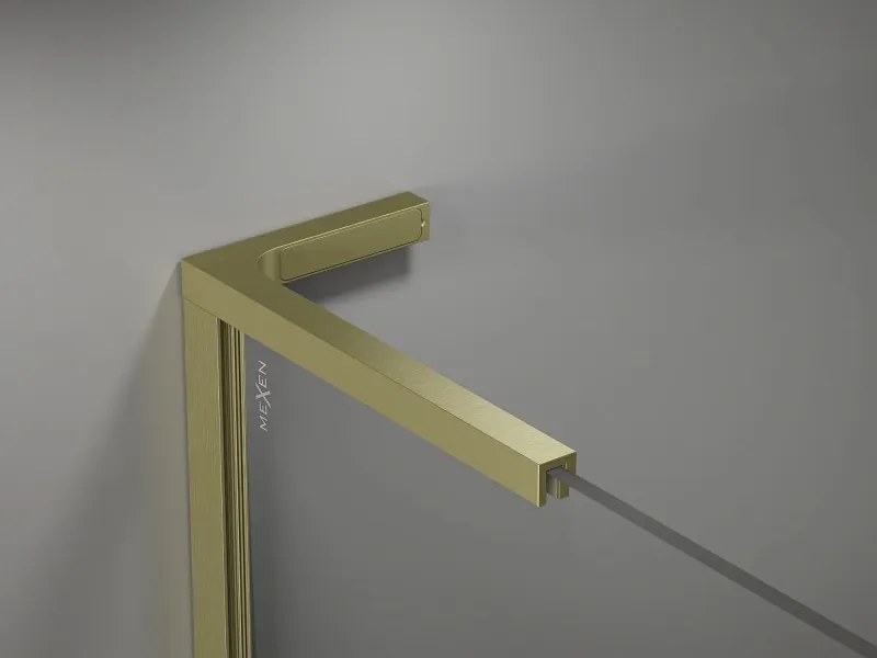 Mexen Kioto-X L ścianka prysznicowa Walk-in 50 x 200 cm, transparent 10 mm, złota szczotkowana - 800-050-107-55-00-X