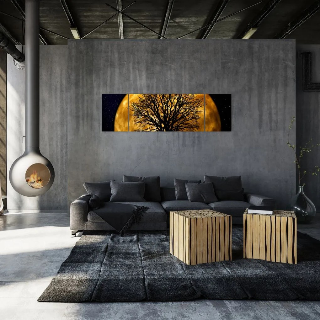 Obraz księżyca i sylwetki (170x50 cm)
