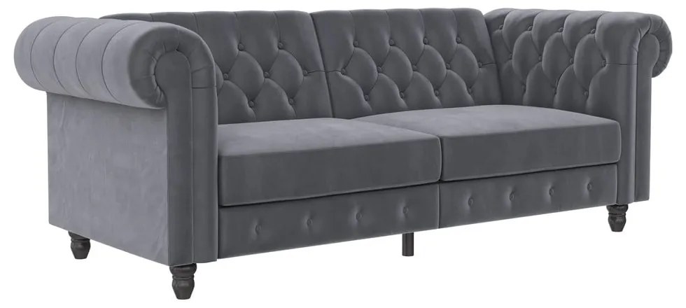 Ciemnoszara aksamitna rozkładana sofa 236 cm Felix – Støraa