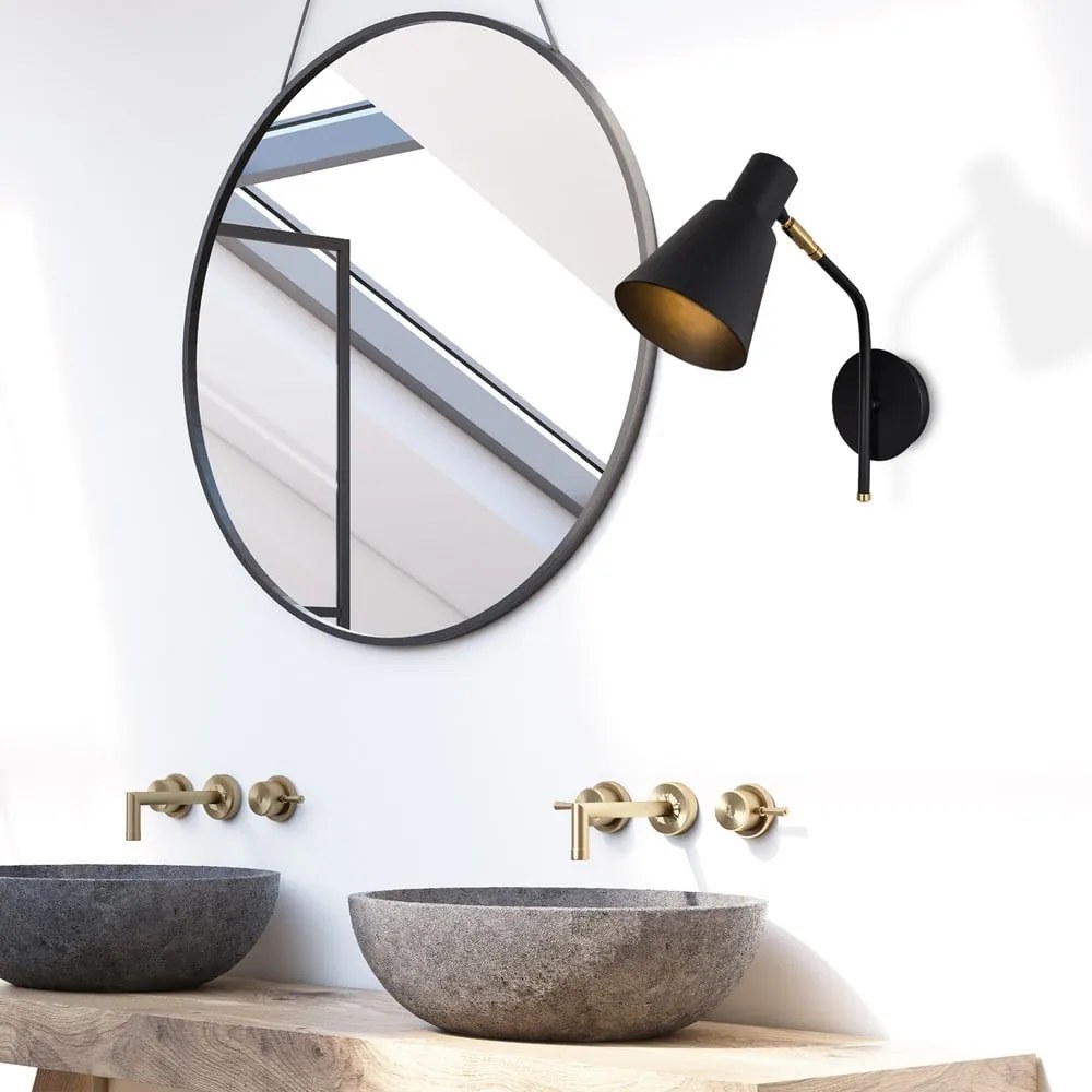 Czarny/w kolorze złota kinkiet ø 15 cm Kem – Opviq lights