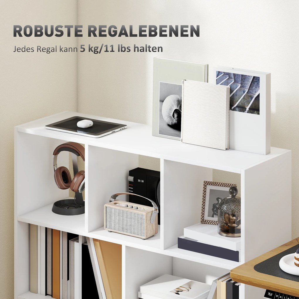 HOMCOM Regał książkowy, stojący, 8 półek, 97,5 x 30 x 100 cm, Biały