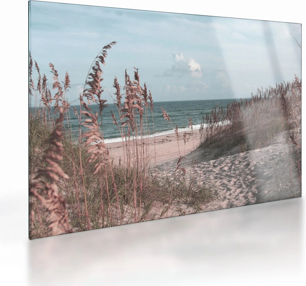 Obraz na szkle - Różowa plaża (70x50 cm)