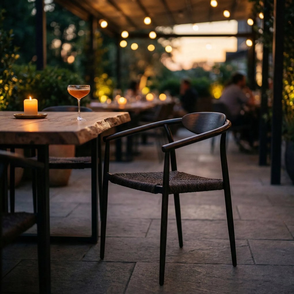 Krzesło Ogrodowe Ciemny brąz 56x61x75 cm Aluminium Plecione Brązowe Sznurki