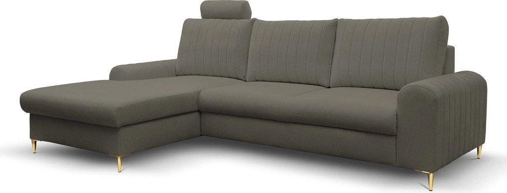 Masseno Narożnik VERONA z funkcją spania i pojemnikiem na pościel Narozniki L, Rozkładana sofa - Szary, LOFT 22