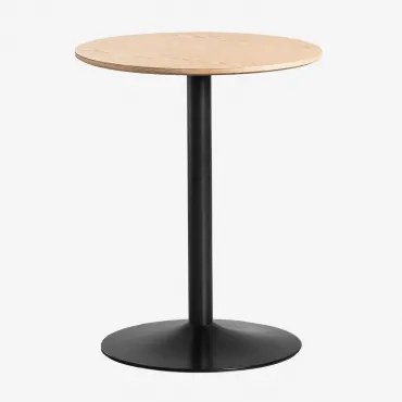 Okrągły Stół Jadalniany Z Mdf I Żelaza Yvetta Roble & Ø60 Cm & Negro - Sklum