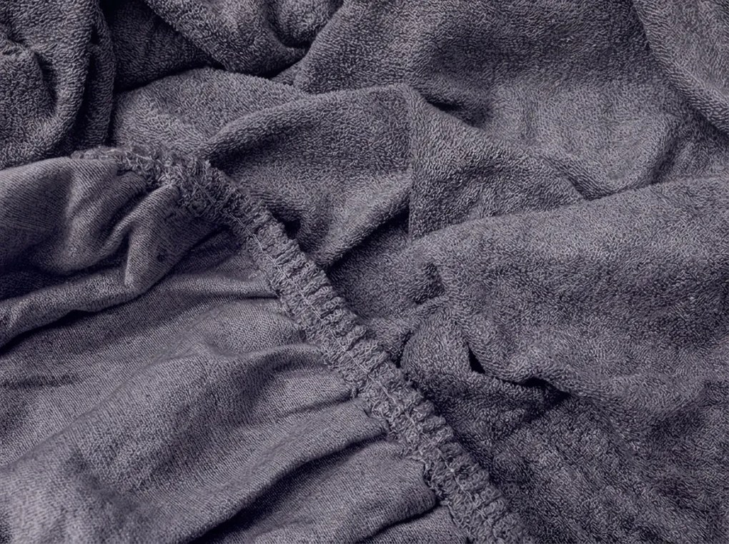 PrzytulneMieszkanie.pl Ekskluzywne prześcieradło frotte niebiesko-szare 200x220 cm