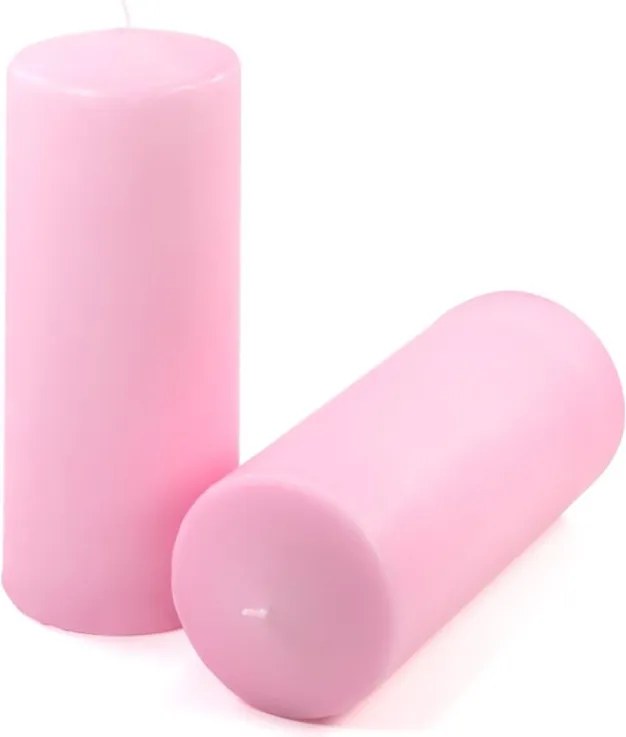 Zestaw słupkowych świec, 25 cm, Ø 10 cm, różowy, 2 sztuki.