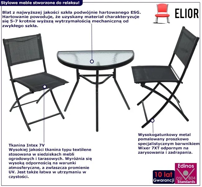 Czarny zestaw mebli na balkon M4-R20