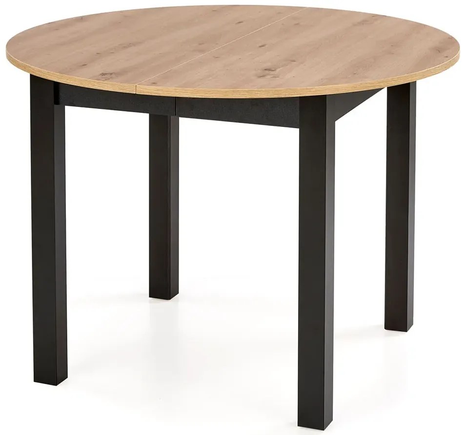 Nowoczesny okrągły stół rozkładany dąb artisan + czarny W9-N79