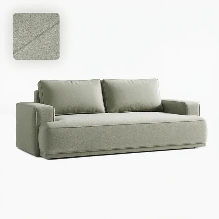 Sofa z Funkcją Spania CAMELIA Szara Boucle Japandi