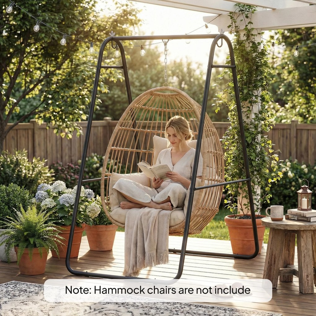 Outsunny Stojak na fotele wiszące, 150 kg nośności, do wnętrz i na zewnątrz, czarny | Aosom PL