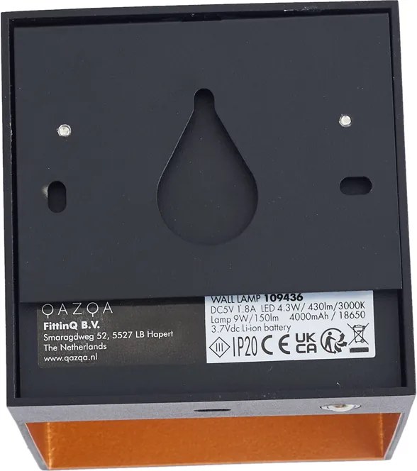 Nowoczesny kinkiet czarny ze złotym wnętrzem z LED i dotykowym ściemniaczem, ładowalny - Joris Groove