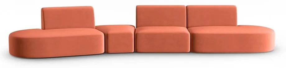 Różowa aksamitna sofa lewostronna 428 cm Paolo – Milo Casa