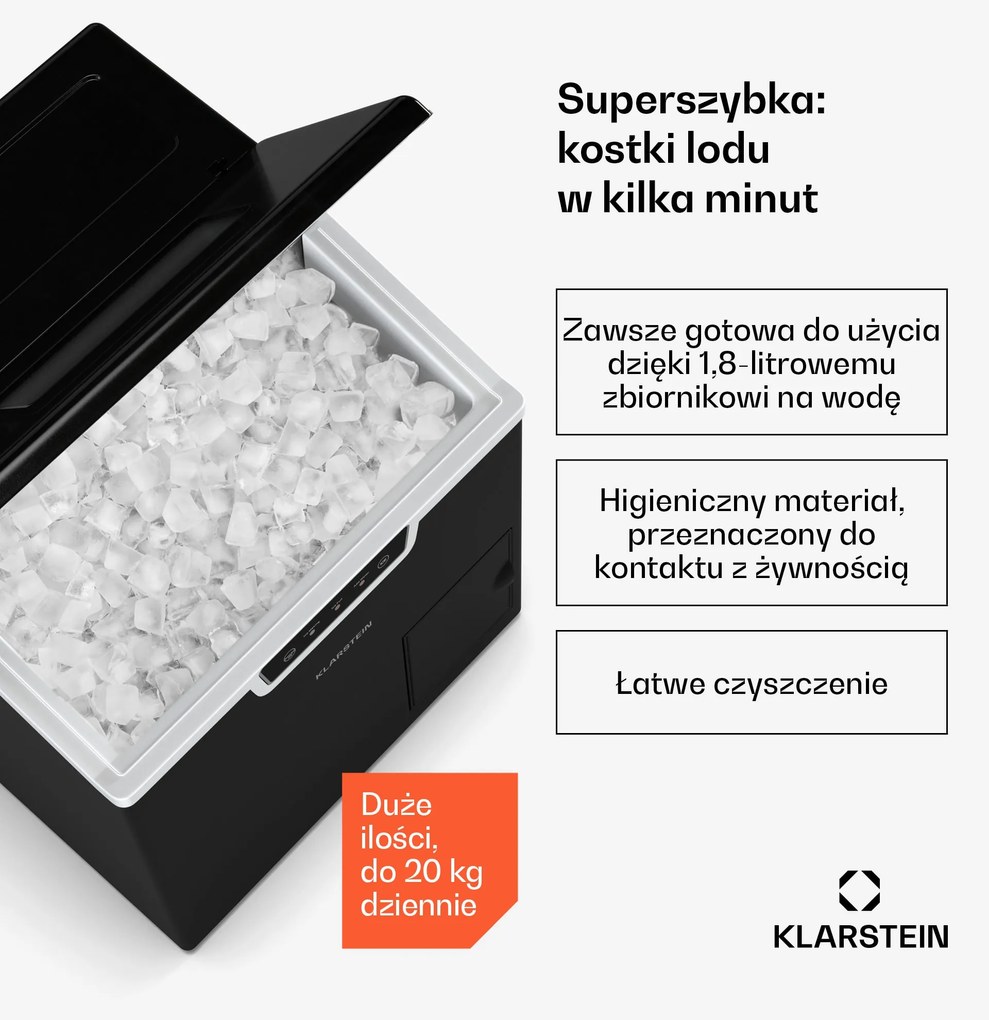 Klarstein IceFestival 20kg/24h 3L Kostkarka do Lodu Czarny