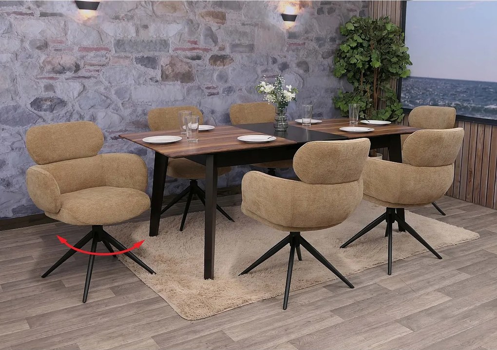 Krzesło do jadalni MCW-O77 (zestaw 6 szt.),  jasnobrązowe