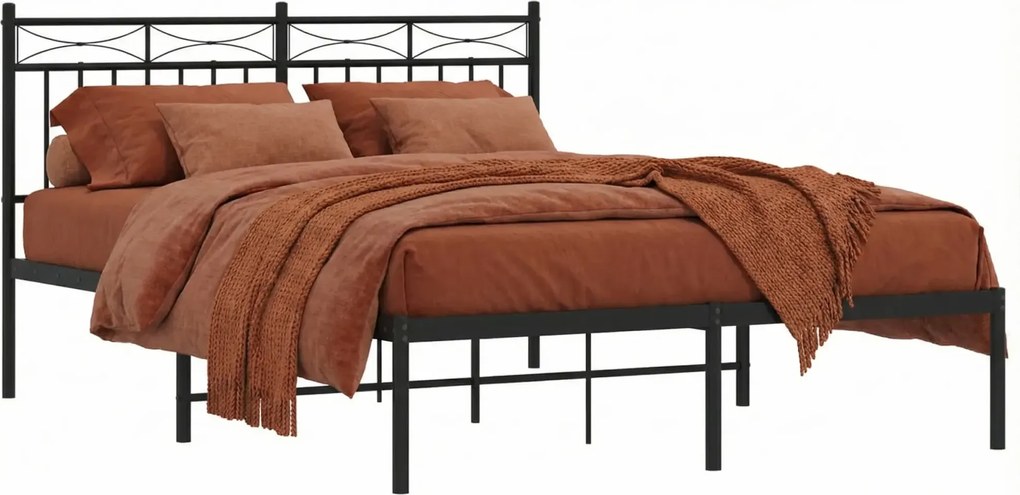 Czarne metalowe łóżko małżeńskie 180x200 cm B7-E42