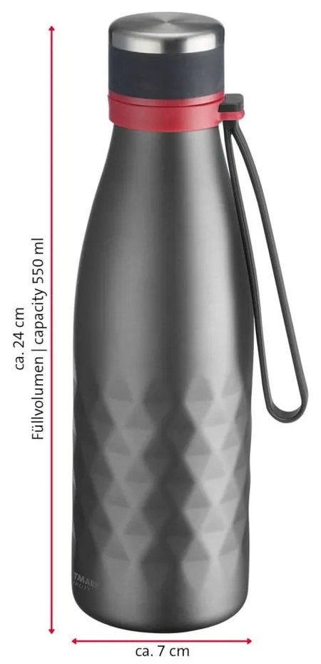Szara silikonowo-nierdzewna butelka podróżna 550 ml Viva – Westmark