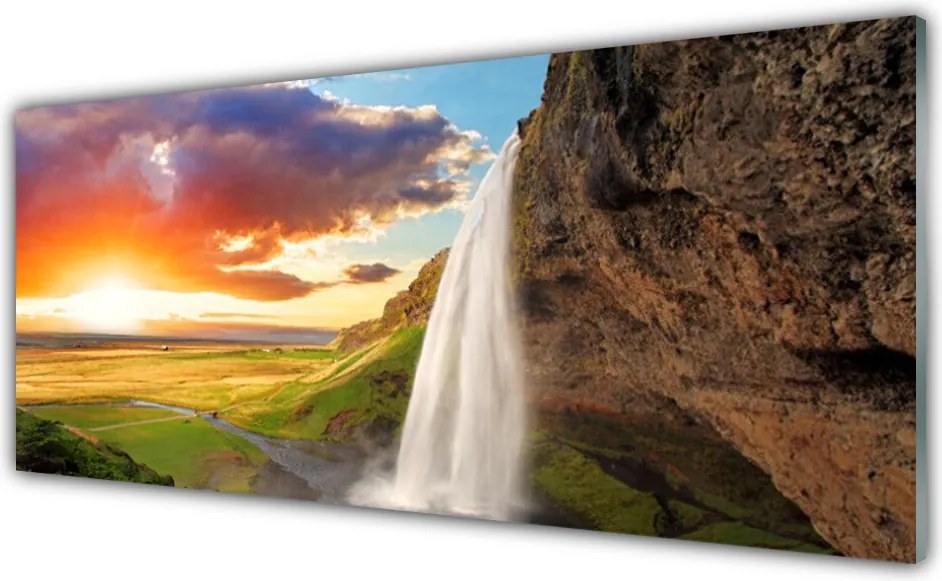 Panel nad blat kuchenny Rozświetlony Wodospad W Słońcu