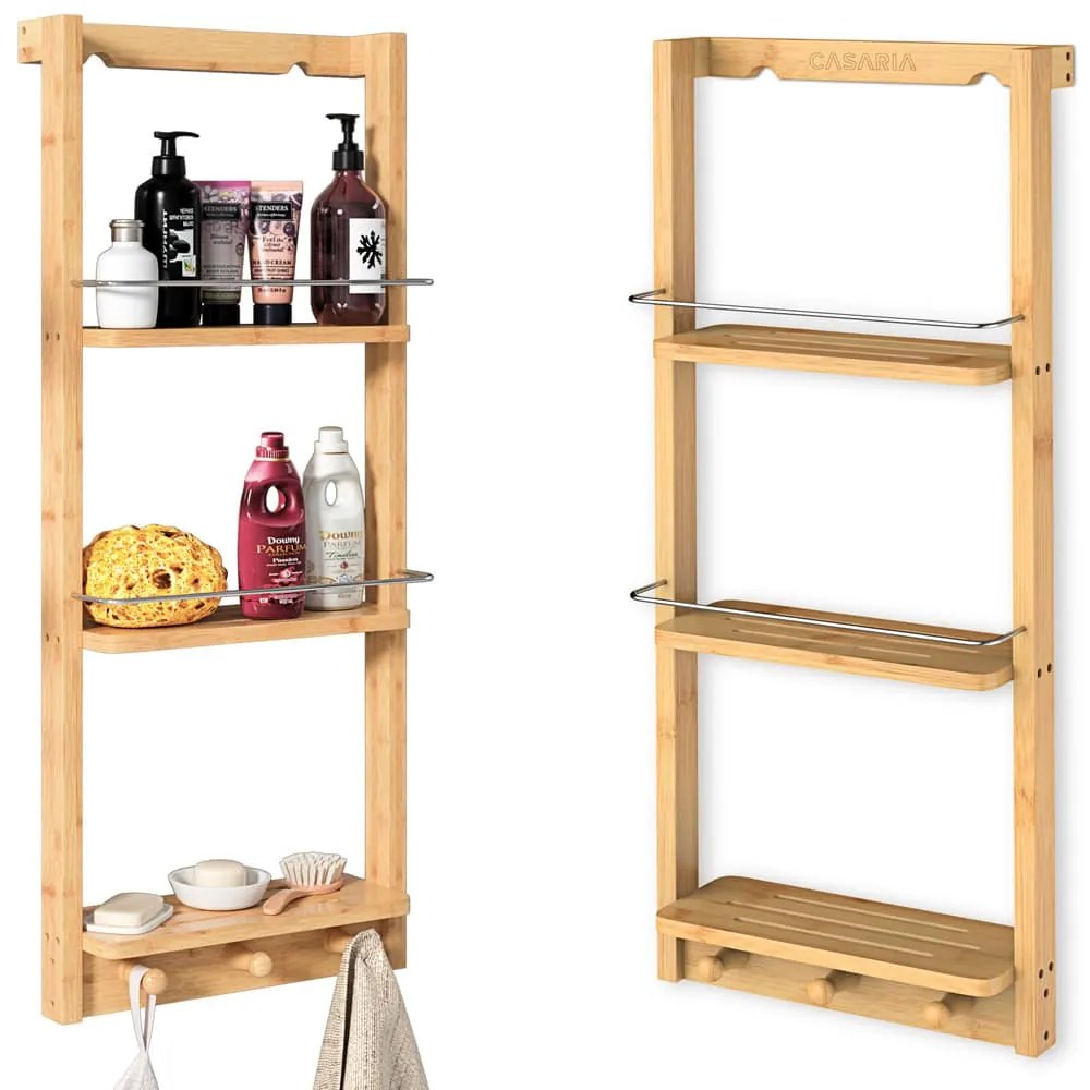 Casaria Półka łazienkowa BAMBOO, 28,5x10x70cm, 3 półki, brązowa