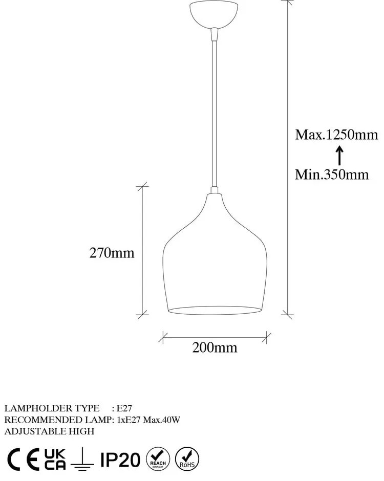 Lampa wisząca w kolorze miedzi z metalowym kloszem ø 20 cm Murek – Opviq lights