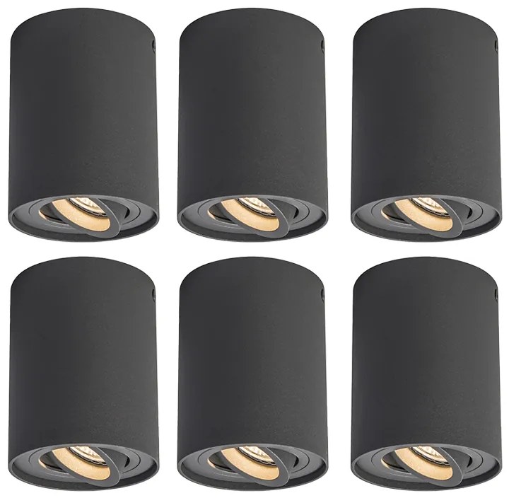 Zestaw 6 reflektorów ciemnoszarych obrotowych i przechylanych - Rondoo up