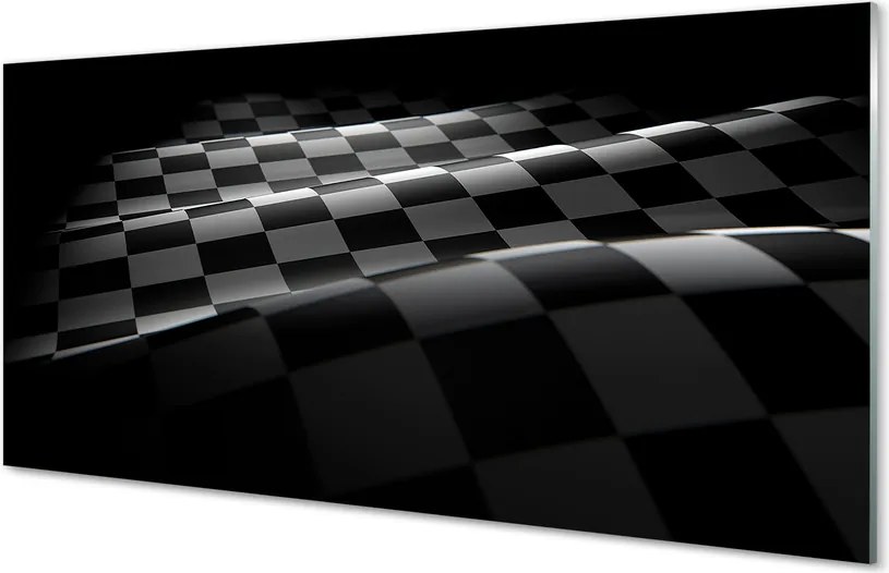 Szkło do Kuchni na Ścianę Czarno-Biała Szachownica