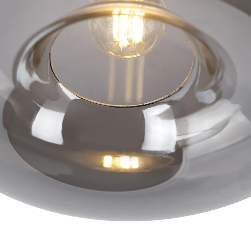 Lampa sufitowa w stylu art deco czarna z przydymionym szkłem - Busa