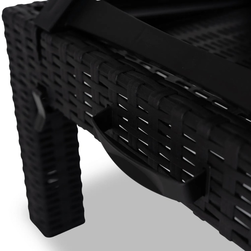 Fotel Ogrodowy Leżak LUIZJANA Technorattan Czarny/Szary