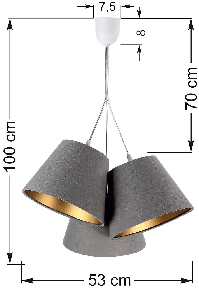 Szaro-złota lampa wisząca glamour F1-K85