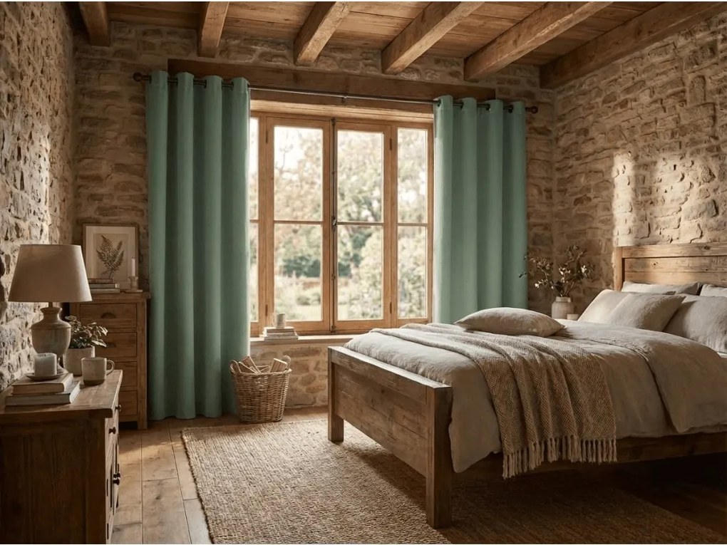 Zasłona OXFORD 140x270 cm, szarozielony Zawieszanie: Taśma z wiązaniami