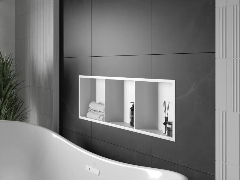 Mexen X-Wall-R półka wnękowa z kołnierzem i półką 90 x 30 cm, biała - 1920903010S
