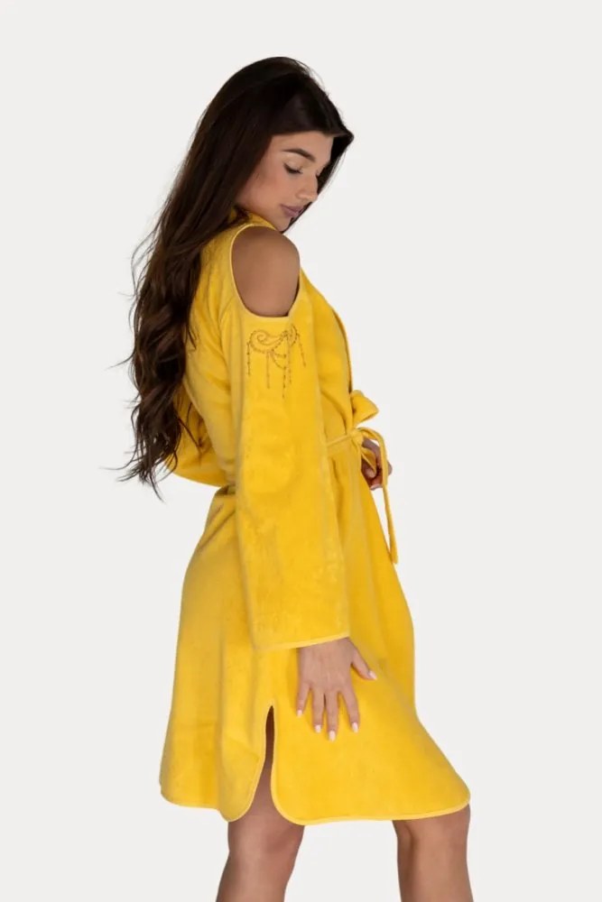 Krótki damski szlafrok GLORIA S Żółty