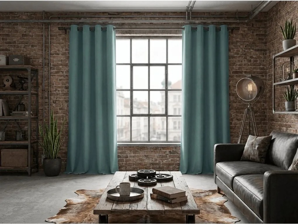 Zasłona zaciemniająca DREAM VELVET 140x250 cm, niebiesko-zielony Zawieszanie: Taśma z wiązaniami