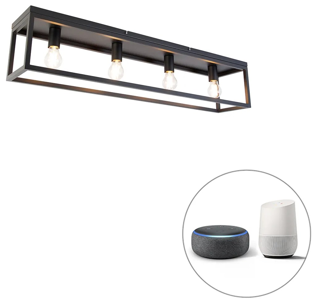 Inteligentna lampa sufitowa czarna 99,5 cm w tym 4 WiFi A60 - CagePrzemysłowy Oswietlenie wewnetrzne