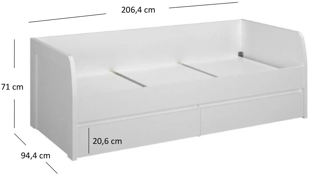 Białe łóżko skandynawskie z szufladami S0-R47