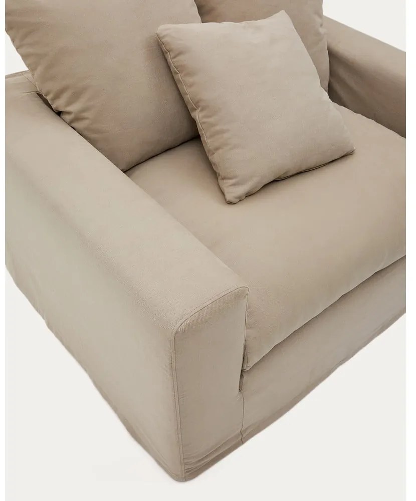 Beżowy lniany fotel Nora – Kave Home