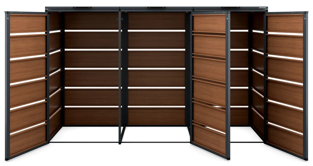 Zabudowa śmietnikowa 240L trzykomorowa, antracyt - orzech