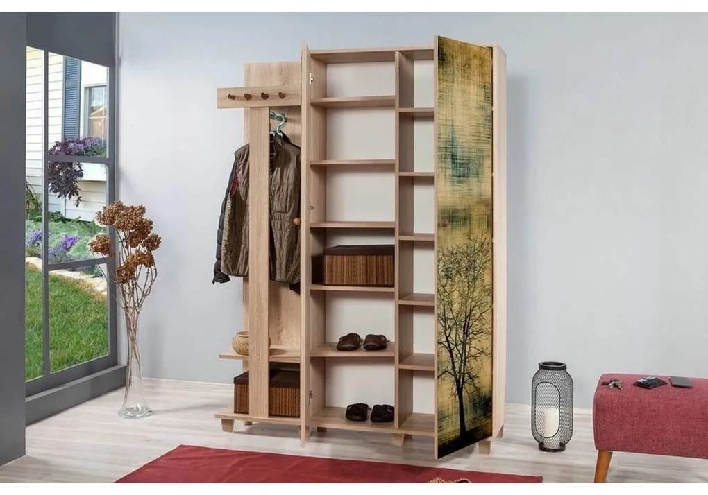 Wieszak z szafką Garmanto Tree Sonoma Oak Double