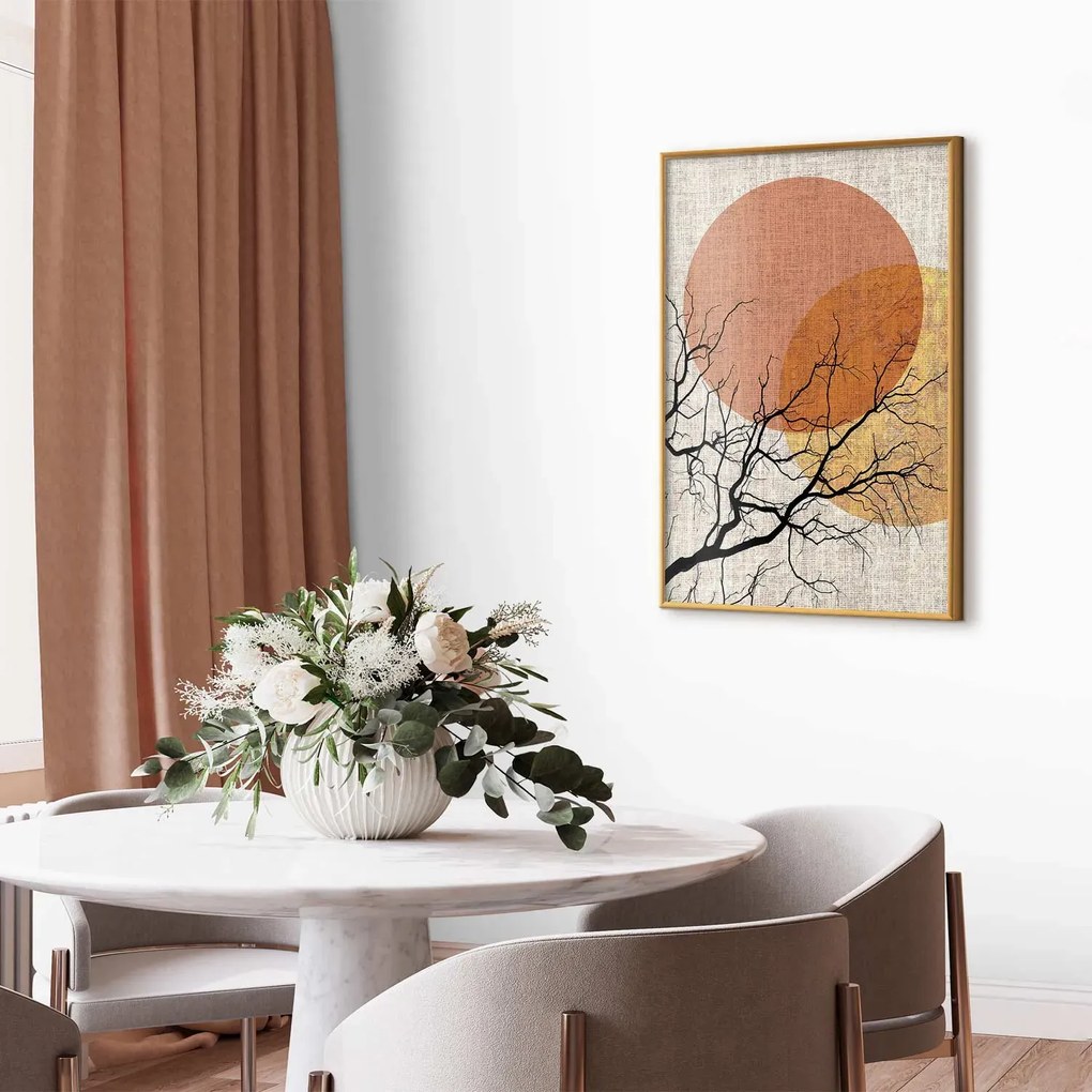Plakat Podwójny księżyc 40x60 cm z ramą złotą bez marginesu ARTGEIST B