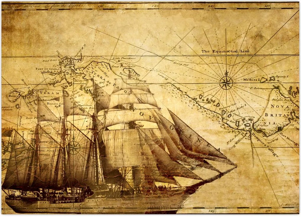 Obraz - Stara mapa (70x50 cm)