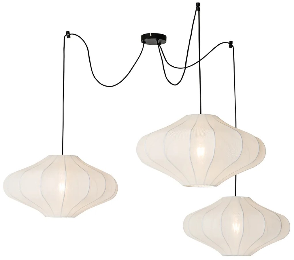 Designerska lampa wisząca biała 50 cm 3-światła - PluJapandi Oswietlenie wewnetrzne