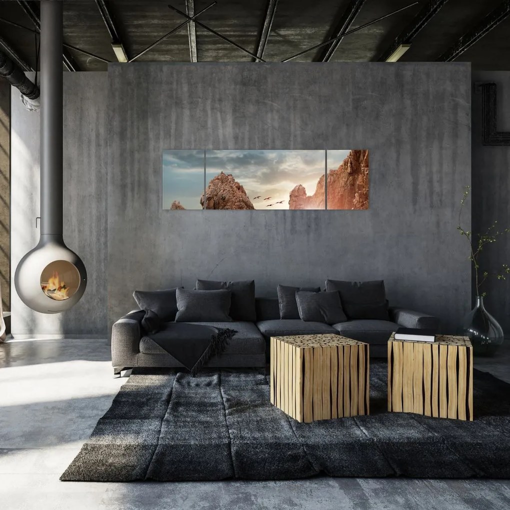 Obraz - Zachód słońca nad klifami (170x50 cm)